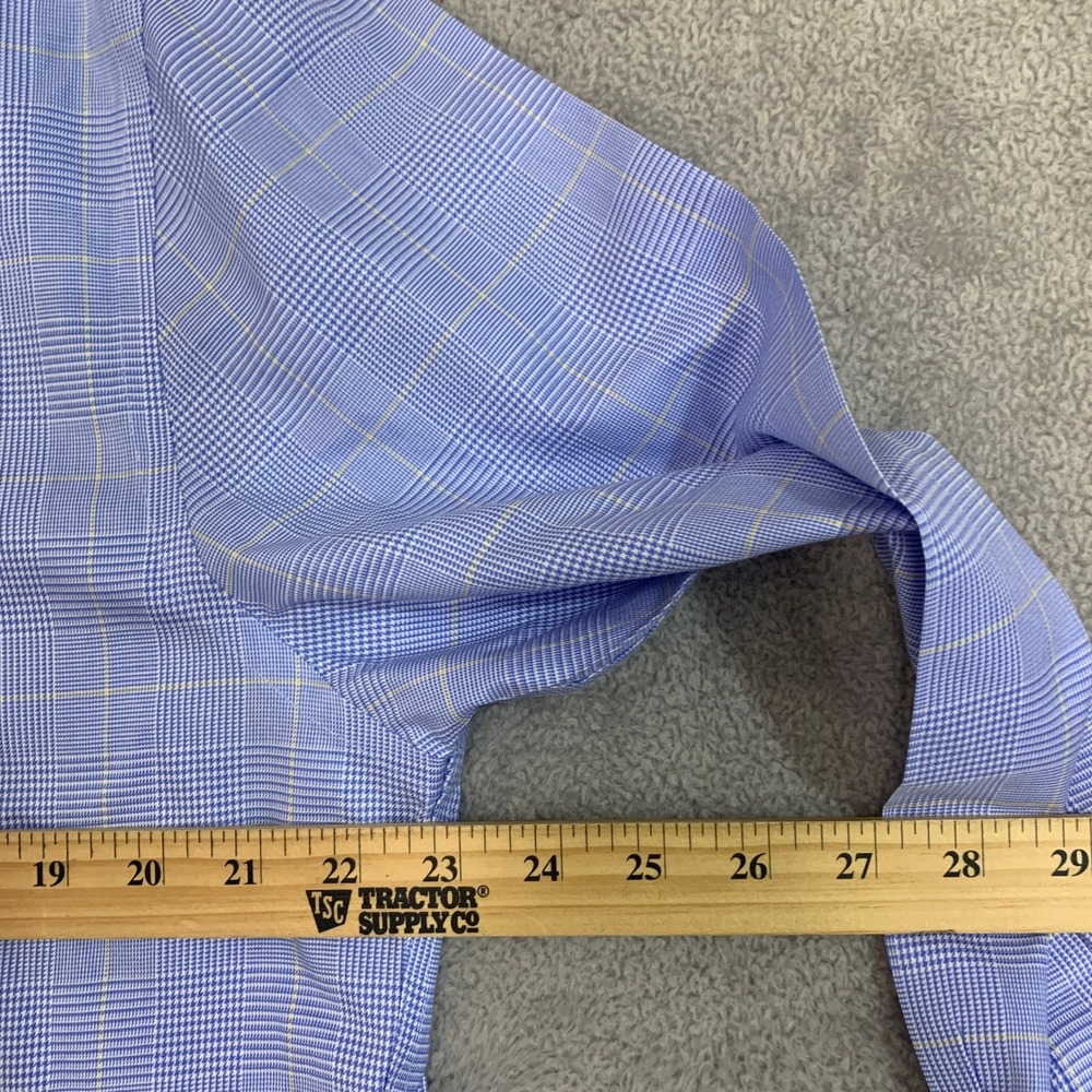 NWOT Charles Tyrwhitt Men's 16.5 Blue Cotton Plaid Slim Fit Dress Shirt - Picture 5 of 10